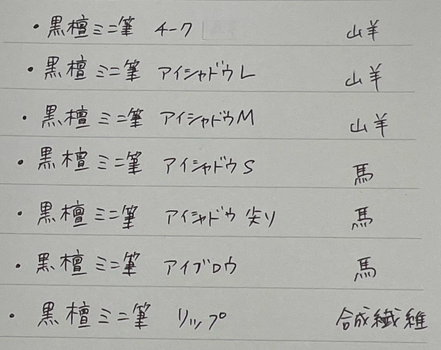 Hakuhodo Portable Kokutan Mini set Wh (7 brushes + a case) HC1712