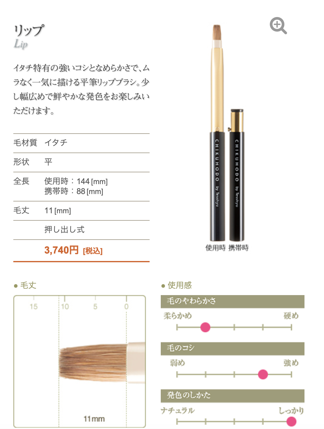 Chikuhodo Z-series Z-7 lip brush (itachi)