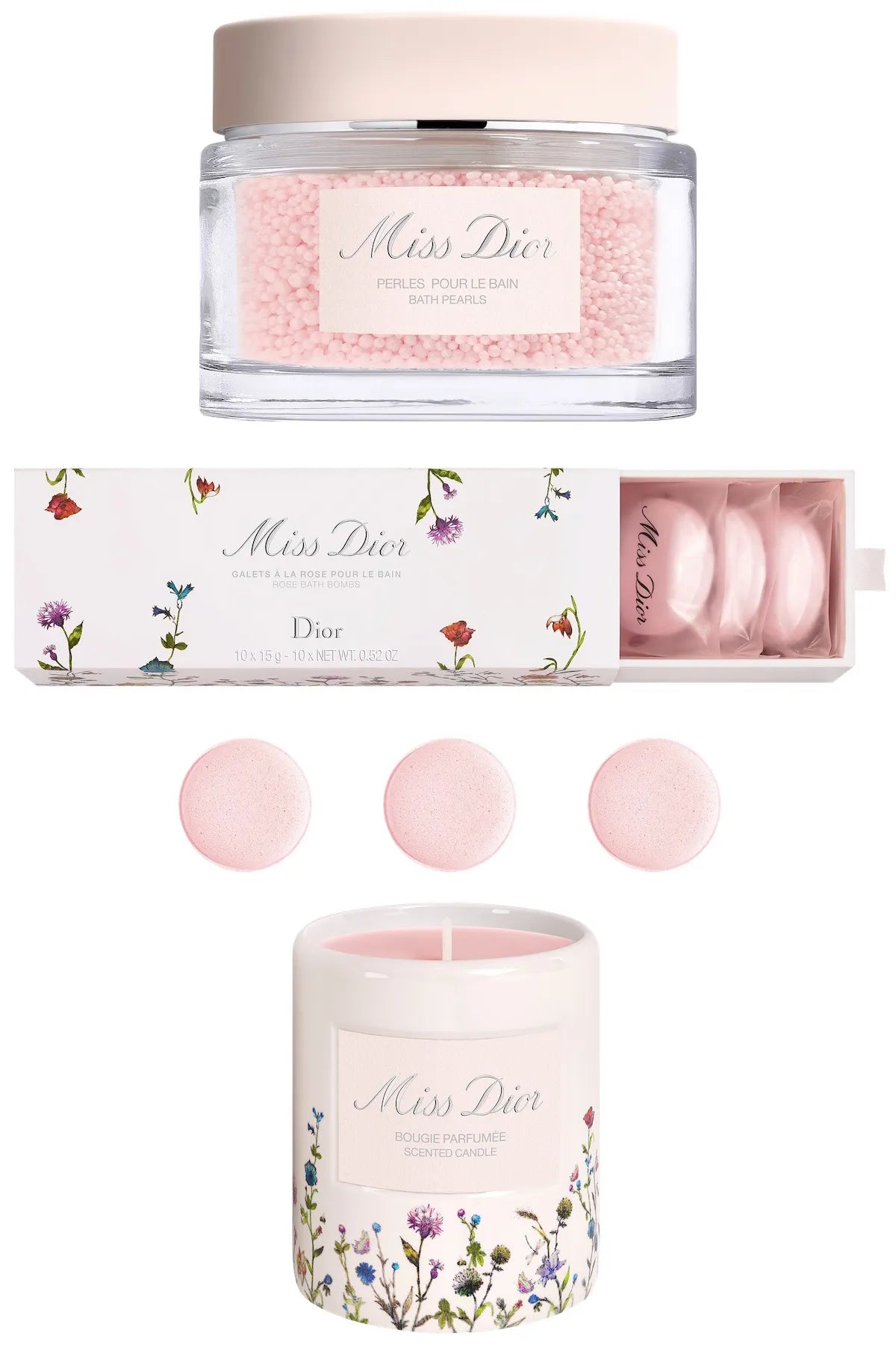 Miss Dior Rose Millefiori Pink Macaron Bath Bombs Set top of 4