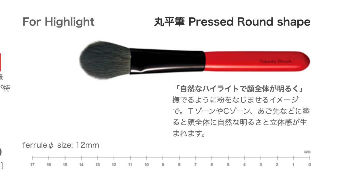 Takeda WF 12 SQU Highlight brush ( 100% European dressed Grey Squirrel Hair)