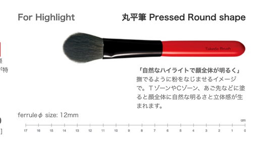 Takeda WF 12 SQU Highlight brush ( 100% European dressed Grey Squirrel Hair)