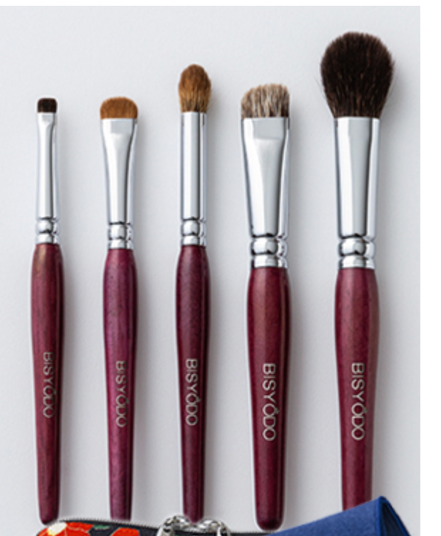 Bisyodo  Purple Heart Eye Makeup Brush 5-Piece Set + Short Handle Brush Case (PH-SET5)