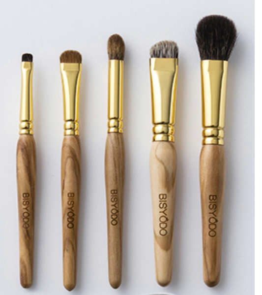 Bisyodo  Olive Eye Makeup Brush 5-Piece Set + Short Handle Brush Case (OL-SET5)