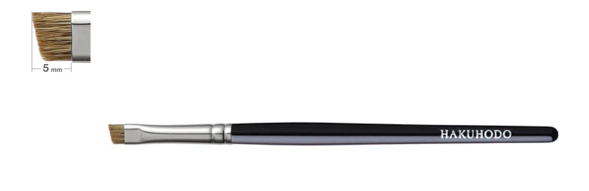 Hakuhodo G5586 Angled Eyebrow Brush  (Hair Type: Badger) BkSL