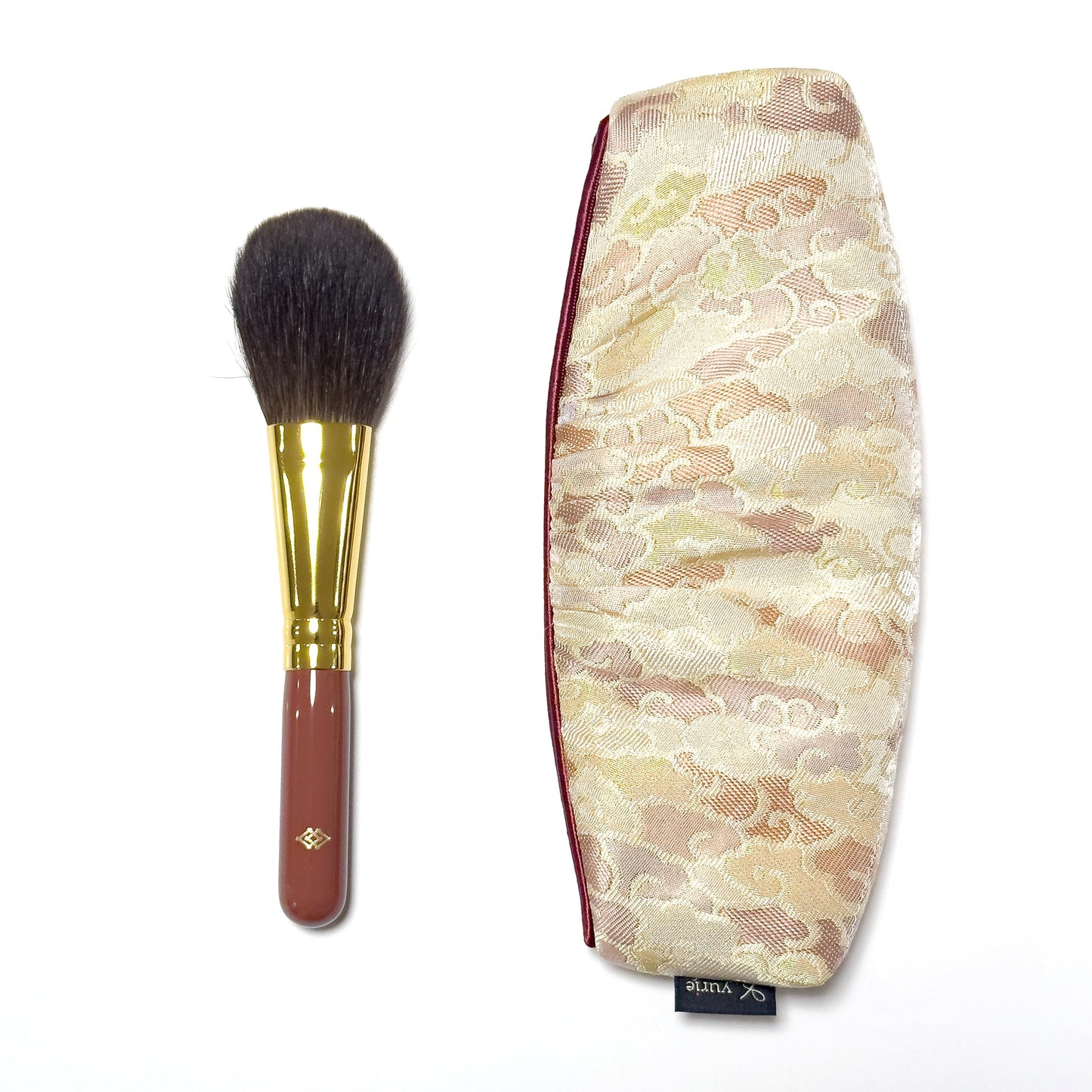 Houkodou WK-1 Wajima Lacquer Makeup Brush & Yurie Case Set (Gray Squirrel)