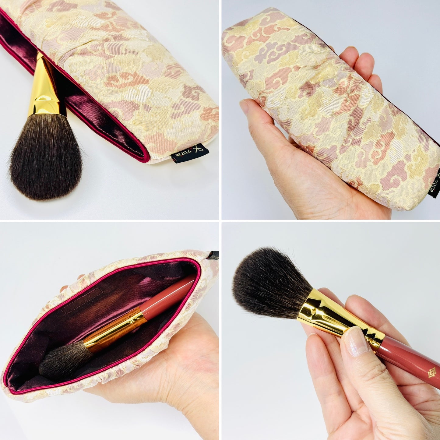 Houkodou WK-1 Wajima Lacquer Makeup Brush & Yurie Case Set (Gray Squirrel)