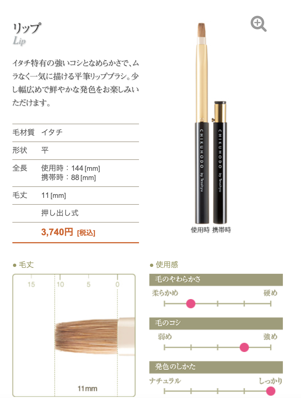 Chikuhodo Z-series  Z-7 lip brush  (itachi)